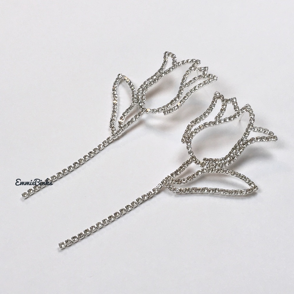 New For Love and Lemons Rhinestone Tulip Statement Earrings - Picture 8 of 11